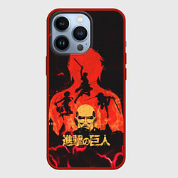 Чехол для iPhone 13 Pro Attack on titan Атака титан, цвет: 3D-красный