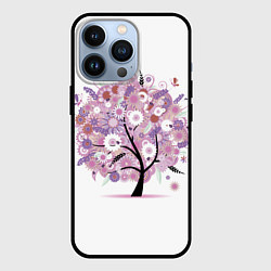 Чехол для iPhone 13 Pro Цветочное Дерево, цвет: 3D-черный