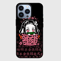 Чехол для iPhone 13 Pro NEZUKO НЕЗУКО ИЕРОГЛИФЫ DEMON SLAYER, цвет: 3D-черный