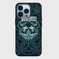 Чехол для iPhone 13 Pro Valheim шлем с рогами, цвет: 3D-черный