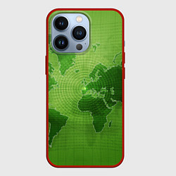 Чехол для iPhone 13 Pro Карта мира, цвет: 3D-красный