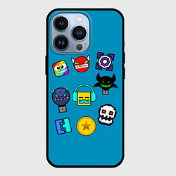 Чехол для iPhone 13 Pro Geometry Dash Icons, цвет: 3D-черный