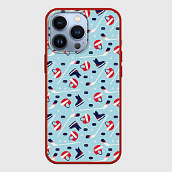 Чехол для iPhone 13 Pro Hockey Pattern, цвет: 3D-красный