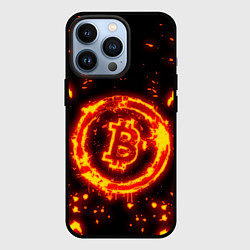 Чехол для iPhone 13 Pro BITCOIN БИТКОИН ОГОНЬ, цвет: 3D-черный