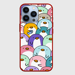 Чехол для iPhone 13 Pro Пингвины, цвет: 3D-красный