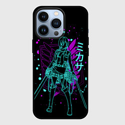 Чехол для iPhone 13 Pro Атака Титанов, Микаса, цвет: 3D-черный
