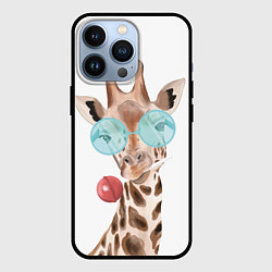 Чехол для iPhone 13 Pro Жираф в очках, цвет: 3D-черный