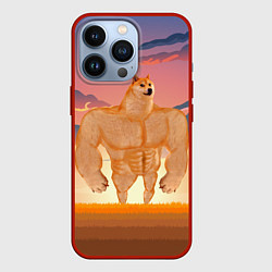 Чехол для iPhone 13 Pro Мем собака качок DOGE, цвет: 3D-красный