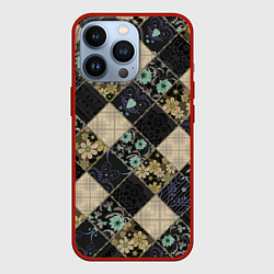 Чехол для iPhone 13 Pro Лоскутное шитье, цвет: 3D-красный