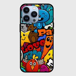 Чехол для iPhone 13 Pro LOVE PEACE PARTY Z, цвет: 3D-черный