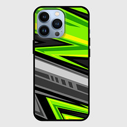 Чехол для iPhone 13 Pro Зеленые линии, цвет: 3D-черный