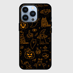 Чехол для iPhone 13 Pro ХЕЛЛОУИН ПАТТЕРН КОТИКИ HALLOWEEN KITTY, цвет: 3D-черный