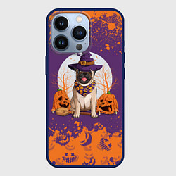 Чехол для iPhone 13 Pro Мопс на хэллоуин, цвет: 3D-тёмно-синий