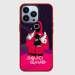 Чехол для iPhone 13 Pro Игра в кальмара - с милым котиком, цвет: 3D-красный