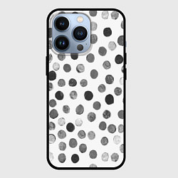 Чехол для iPhone 13 Pro Кружочки на белом фоне, цвет: 3D-черный