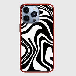 Чехол для iPhone 13 Pro Черно-белые полосы Black and white stripes, цвет: 3D-красный