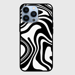 Чехол для iPhone 13 Pro Черно-белые полосы Black and white stripes, цвет: 3D-черный