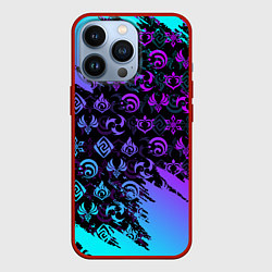 Чехол для iPhone 13 Pro GENSHIN NEON PATTERN SYMBOL НЕОН ЭМБЛЕМЫ, цвет: 3D-красный