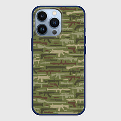Чехол для iPhone 13 Pro Оружие камуфляж, цвет: 3D-тёмно-синий