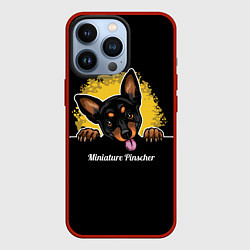 Чехол для iPhone 13 Pro Пинчер Miniature Pinscher, цвет: 3D-красный