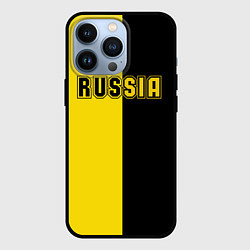 Чехол для iPhone 13 Pro Россия черно желтое RUSSIA - BORUSSIA, цвет: 3D-черный
