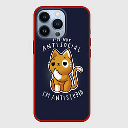 Чехол для iPhone 13 Pro I am not antisocial, I AM ANTISTUPID, цвет: 3D-красный