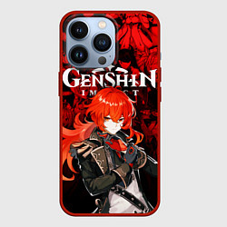 Чехол для iPhone 13 Pro GENSHIN IMPACT DILUC ГЕНШИН ИМПАКТ ДИЛЮК, цвет: 3D-красный