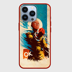 Чехол для iPhone 13 Pro One Punch-Man Эпичный Сайтама, цвет: 3D-красный