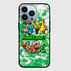 Чехол для iPhone 13 Pro Minecraft персонажи мобы, цвет: 3D-черный