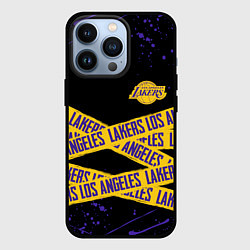 Чехол для iPhone 13 Pro LAKERS LOGO БРЫЗГИ КРАСОК, цвет: 3D-черный