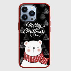 Чехол для iPhone 13 Pro MERRY CHRISTMAS BEARS, цвет: 3D-красный