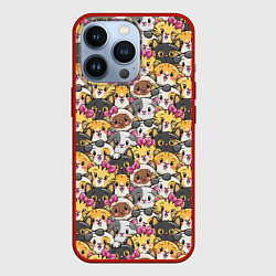 Чехол для iPhone 13 Pro Котики Много котиков!, цвет: 3D-красный