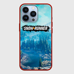 Чехол для iPhone 13 Pro SnowRunner СноуРаннер логотип, цвет: 3D-красный