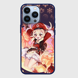 Чехол для iPhone 13 Pro КЛИ ГЕРОИНЯ ГЕНШИН ИМПАКТ, НЕОНОВЫЕ СИМВОЛЫ, цвет: 3D-тёмно-синий