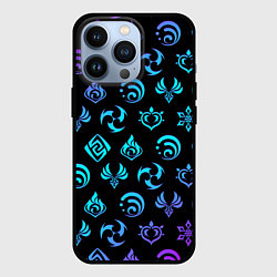 Чехол для iPhone 13 Pro NEON SYMBOL HERO GENSHIN IMPACT, цвет: 3D-черный