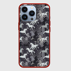 Чехол для iPhone 13 Pro Табун Лошадей, цвет: 3D-красный