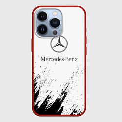 Чехол для iPhone 13 Pro Mercedes-Benz - White texture, цвет: 3D-красный