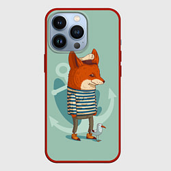 Чехол для iPhone 13 Pro Лис-моряк, цвет: 3D-красный