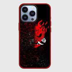 Чехол для iPhone 13 Pro SAMURAI CYBERPUNK 2077 КИБЕРПАНК 2077 БРЫЗГИ, цвет: 3D-красный