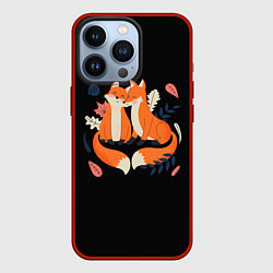 Чехол для iPhone 13 Pro Лисы Animal love, цвет: 3D-красный