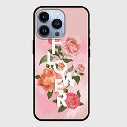 Чехол для iPhone 13 Pro Pink Flower, цвет: 3D-черный