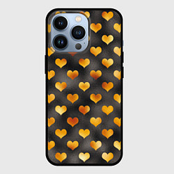 Чехол для iPhone 13 Pro Сердечки Gold and Black, цвет: 3D-черный