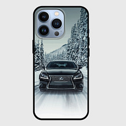 Чехол для iPhone 13 Pro Лексус - зимняя дорога!, цвет: 3D-черный