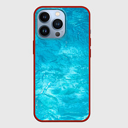 Чехол для iPhone 13 Pro Голубой океан Голубая вода, цвет: 3D-красный