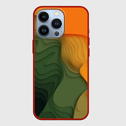 Чехол для iPhone 13 Pro Зеленые дюны, цвет: 3D-красный