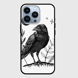 Чехол для iPhone 13 Pro Ворон скетч, цвет: 3D-черный