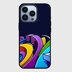 Чехол для iPhone 13 Pro Цветное граффити, цвет: 3D-черный