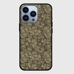 Чехол для iPhone 13 Pro Вязаный Лесной Камуфляж, цвет: 3D-черный