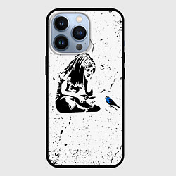 Чехол для iPhone 13 Pro Banksy - Бэнкси девочка с птицей, цвет: 3D-черный