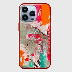 Чехол для iPhone 13 Pro Кляксы Моцарта, цвет: 3D-красный